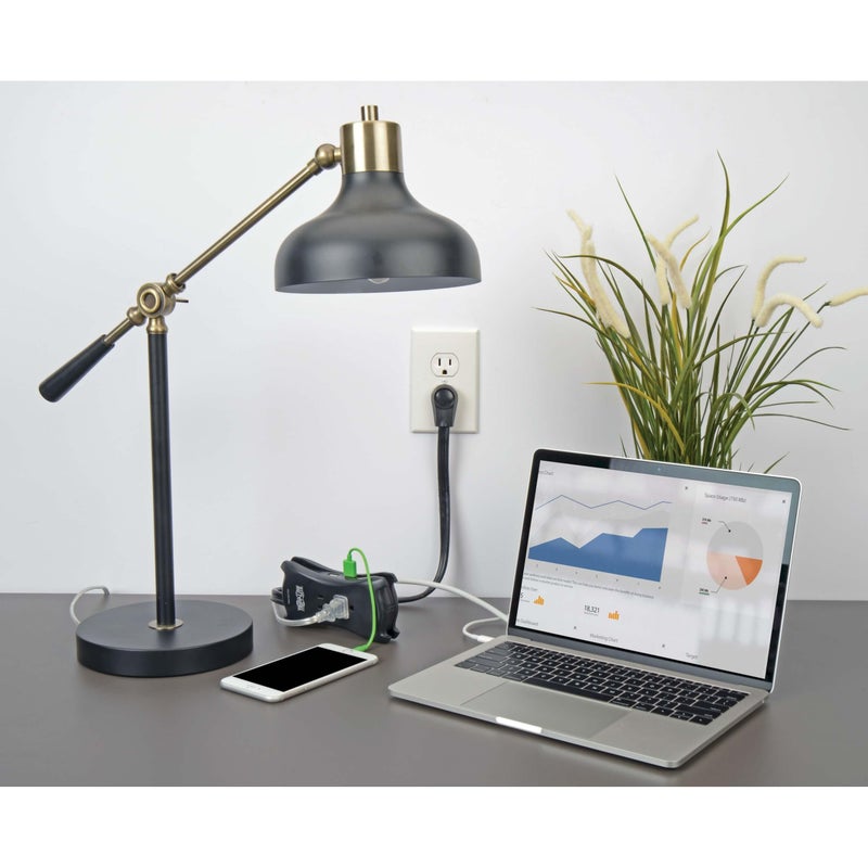 Tripp Lite Eaton Tripp Lite TRAVELER3USB Travel Power Strip & USB Charger, Flat Plug, 1050 Joule Surge Protector, 2 USB Ports, 3-Outlets, 18" Cord & Cable Wrap, $25,000 Insurance - Image 2